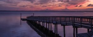 Preview wallpaper pier, sea, horizon, sky, evening