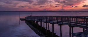 Preview wallpaper pier, sea, horizon, sky, evening