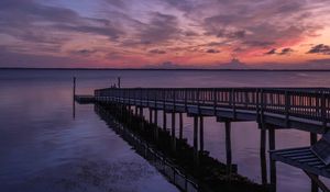 Preview wallpaper pier, sea, horizon, sky, evening