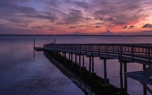 Preview wallpaper pier, sea, horizon, sky, evening