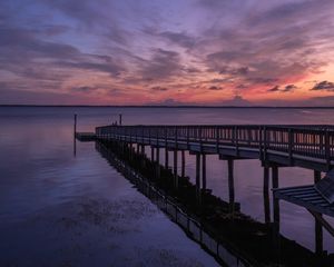 Preview wallpaper pier, sea, horizon, sky, evening
