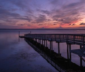Preview wallpaper pier, sea, horizon, sky, evening