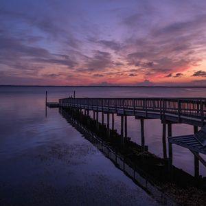 Preview wallpaper pier, sea, horizon, sky, evening