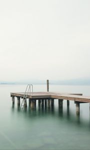 Preview wallpaper pier, sea, minimalism, stairs, horizon