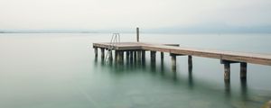 Preview wallpaper pier, sea, minimalism, stairs, horizon