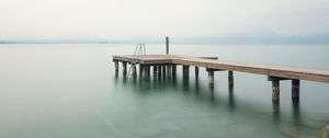 Preview wallpaper pier, sea, minimalism, stairs, horizon