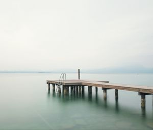 Preview wallpaper pier, sea, minimalism, stairs, horizon