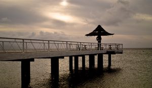 Preview wallpaper pier, sea, shore, beach, water
