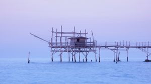 Preview wallpaper pier, sea, sky, san vito chietino, italy