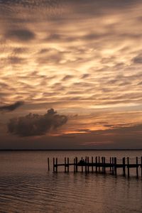 Preview wallpaper pier, sea, sunset, dusk, evening, dark