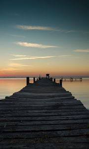 Preview wallpaper pier, sea, sunset, horizon, sky