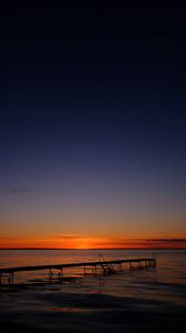 Preview wallpaper pier, sea, sunset, horizon, twilight