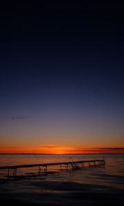 Preview wallpaper pier, sea, sunset, horizon, twilight