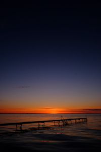 Preview wallpaper pier, sea, sunset, horizon, twilight