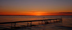 Preview wallpaper pier, sea, sunset, horizon, twilight