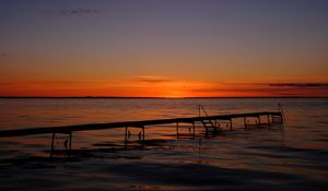 Preview wallpaper pier, sea, sunset, horizon, twilight