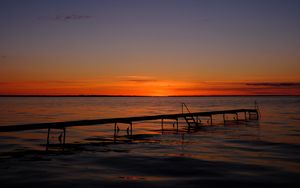 Preview wallpaper pier, sea, sunset, horizon, twilight