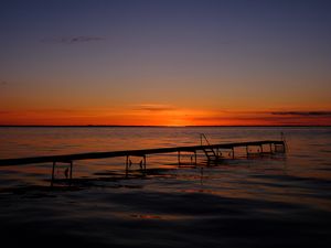 Preview wallpaper pier, sea, sunset, horizon, twilight