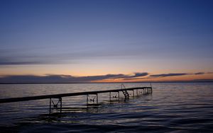 Preview wallpaper pier, sea, sunset, horizon, water