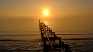 Preview wallpaper pier, sea, sunset, dark