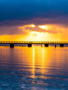Preview wallpaper pier, sea, sunset, nature