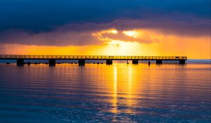 Preview wallpaper pier, sea, sunset, nature