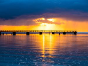 Preview wallpaper pier, sea, sunset, nature