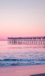 Preview wallpaper pier, sea, surf, pink