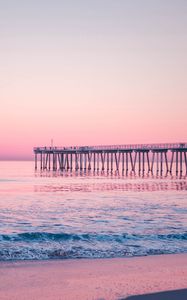 Preview wallpaper pier, sea, surf, pink