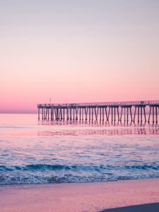 Preview wallpaper pier, sea, surf, pink