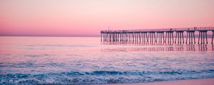 Preview wallpaper pier, sea, surf, pink