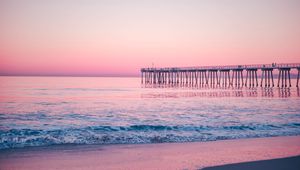 Preview wallpaper pier, sea, surf, pink