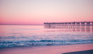 Preview wallpaper pier, sea, surf, pink
