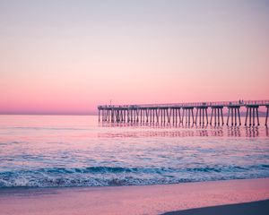 Preview wallpaper pier, sea, surf, pink