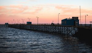 Preview wallpaper pier, sea, water, dusk