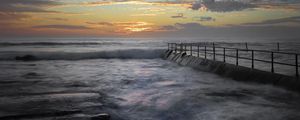 Preview wallpaper pier, sea, waves, storm, landscape, nature