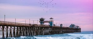 Preview wallpaper pier, sea, waves, beach