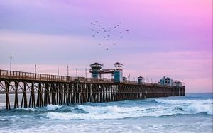 Preview wallpaper pier, sea, waves, beach