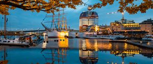 Preview wallpaper pier, ship, boats, water, reflection