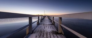 Preview wallpaper pier, snow, bridge, sunset, helsinki, finland