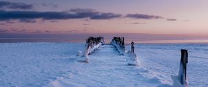 Preview wallpaper pier, snow, ice, winter, nature