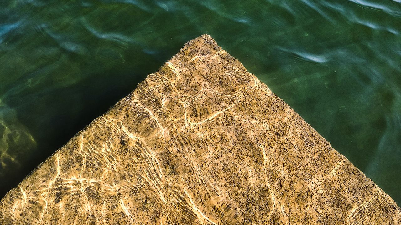 Wallpaper pier, stone, water, glare