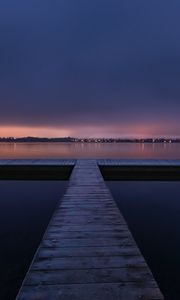 Preview wallpaper pier, sunset, horizon, night