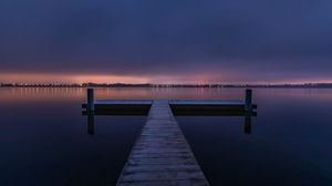 Preview wallpaper pier, sunset, horizon, night