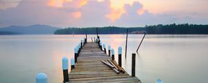 Preview wallpaper pier, sunset, lake, boardwalk