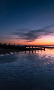 Preview wallpaper pier, sunset, sea, sky, horizon