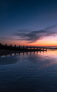 Preview wallpaper pier, sunset, sea, sky, horizon