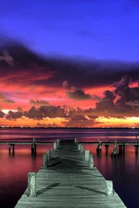 Preview wallpaper pier, sunset, sky, view