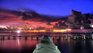 Preview wallpaper pier, sunset, sky, view