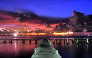 Preview wallpaper pier, sunset, sky, view